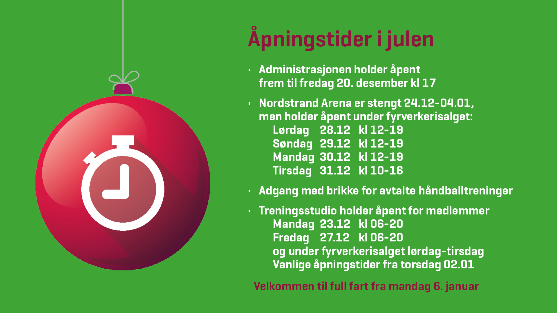 Julens åpningstider