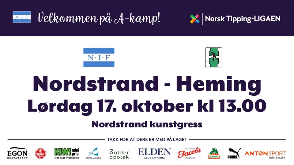Heming på lørdag!