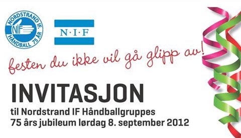 Invitasjon NIF Håndball 75 års fest
